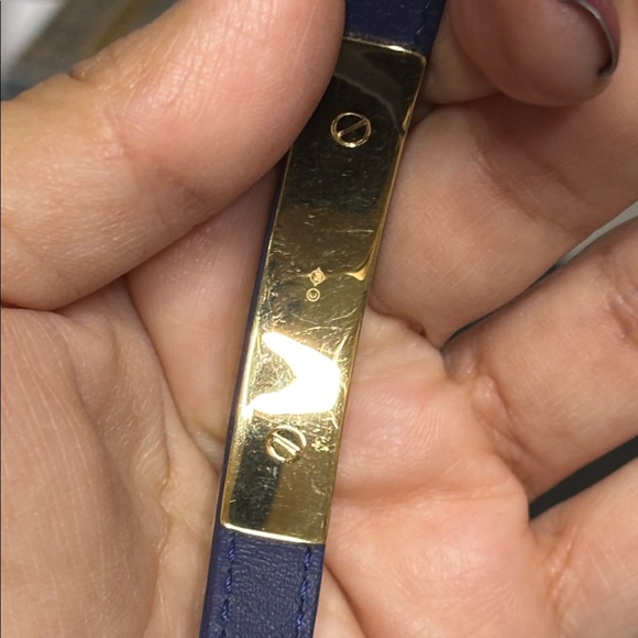 Swarovski Blue Gold Leather Wrap Bracelet - Picture 5 of 7